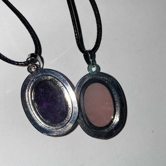Oval Amethyst & Rose Quartz Pendants - Picture 3 of 3